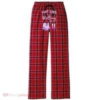 11th Bday Rolling Into 11 Birthday Girl Roller Skate Party Women's Flannel Plaid Pajama Pants thumb 0