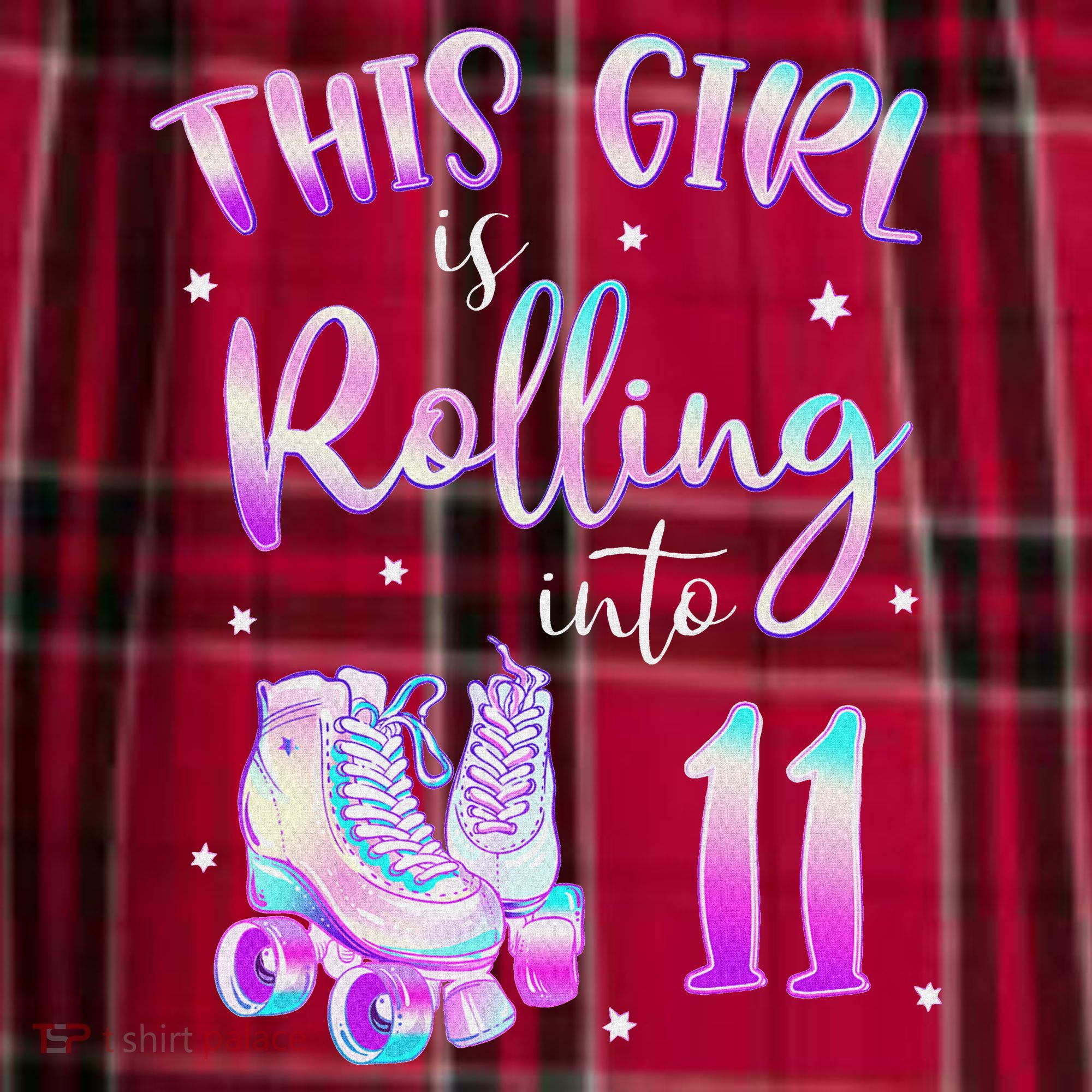 11th Bday Rolling Into 11 Birthday Girl Roller Skate Party Women's Flannel Plaid Pajama Pants