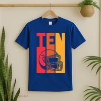 10th Birthday Retro American Football 10 Years Old Gift T-Shirt thumb 2