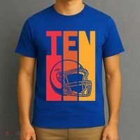 10th Birthday Retro American Football 10 Years Old Gift T-Shirt thumb 3