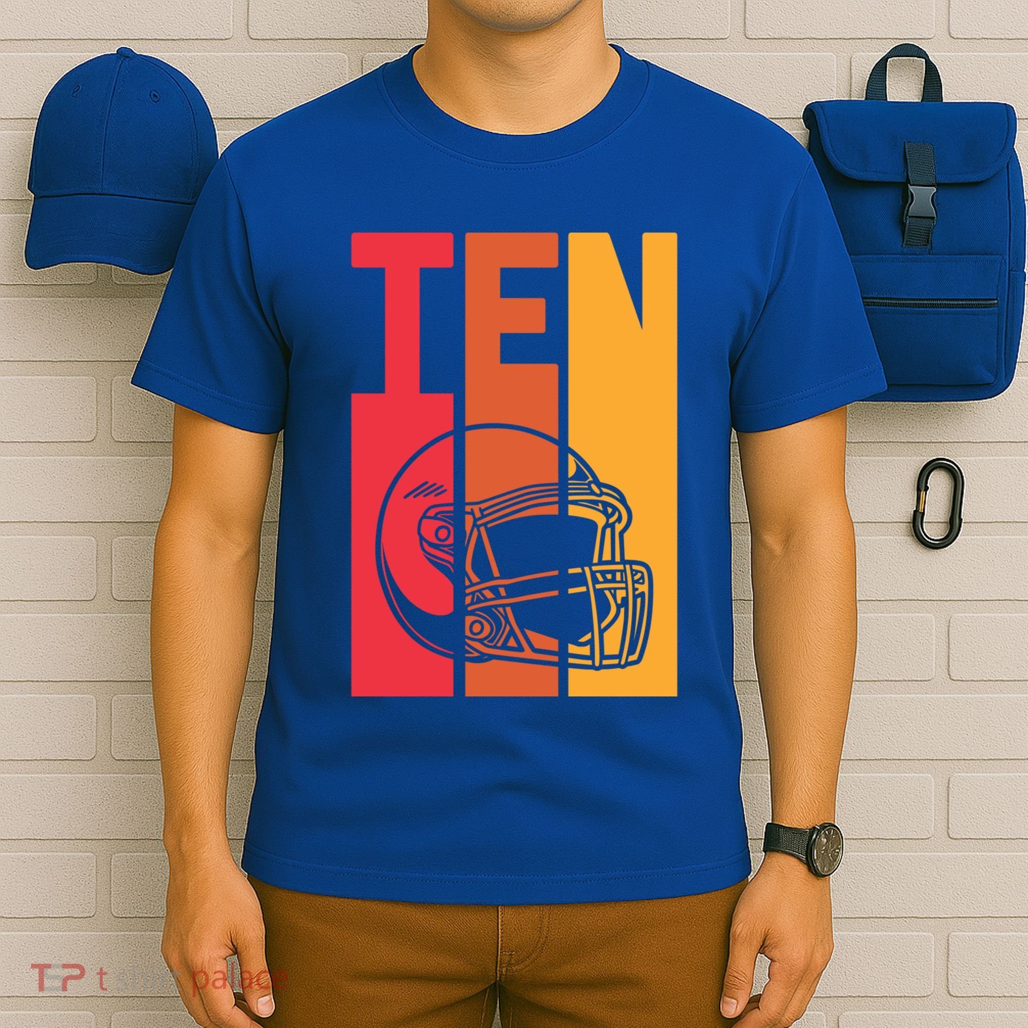 10th Birthday Retro American Football 10 Years Old Gift T-Shirt