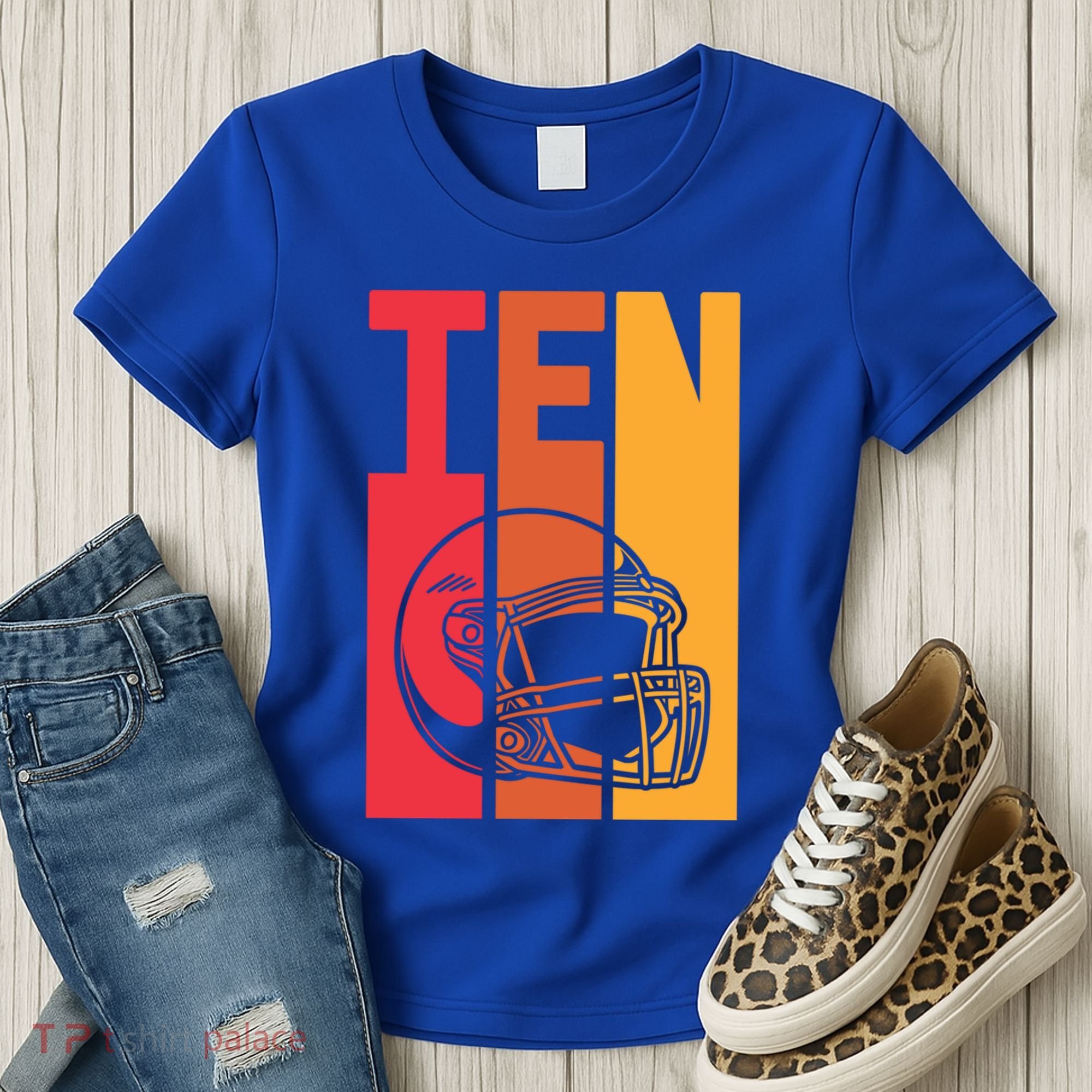 10th Birthday Retro American Football 10 Years Old Gift Women's T-Shirt