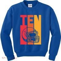 10th Birthday Retro American Football 10 Years Old Gift Kids Sweatshirt thumb 0