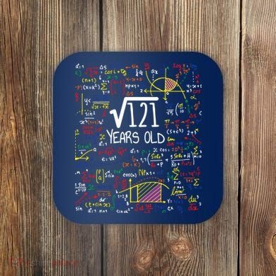 11th Birthday Square Root Of 121 11 Years Old Math Lover Coaster