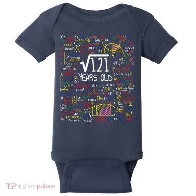 11th Birthday Square Root Of 121 11 Years Old Math Lover Baby Bodysuit