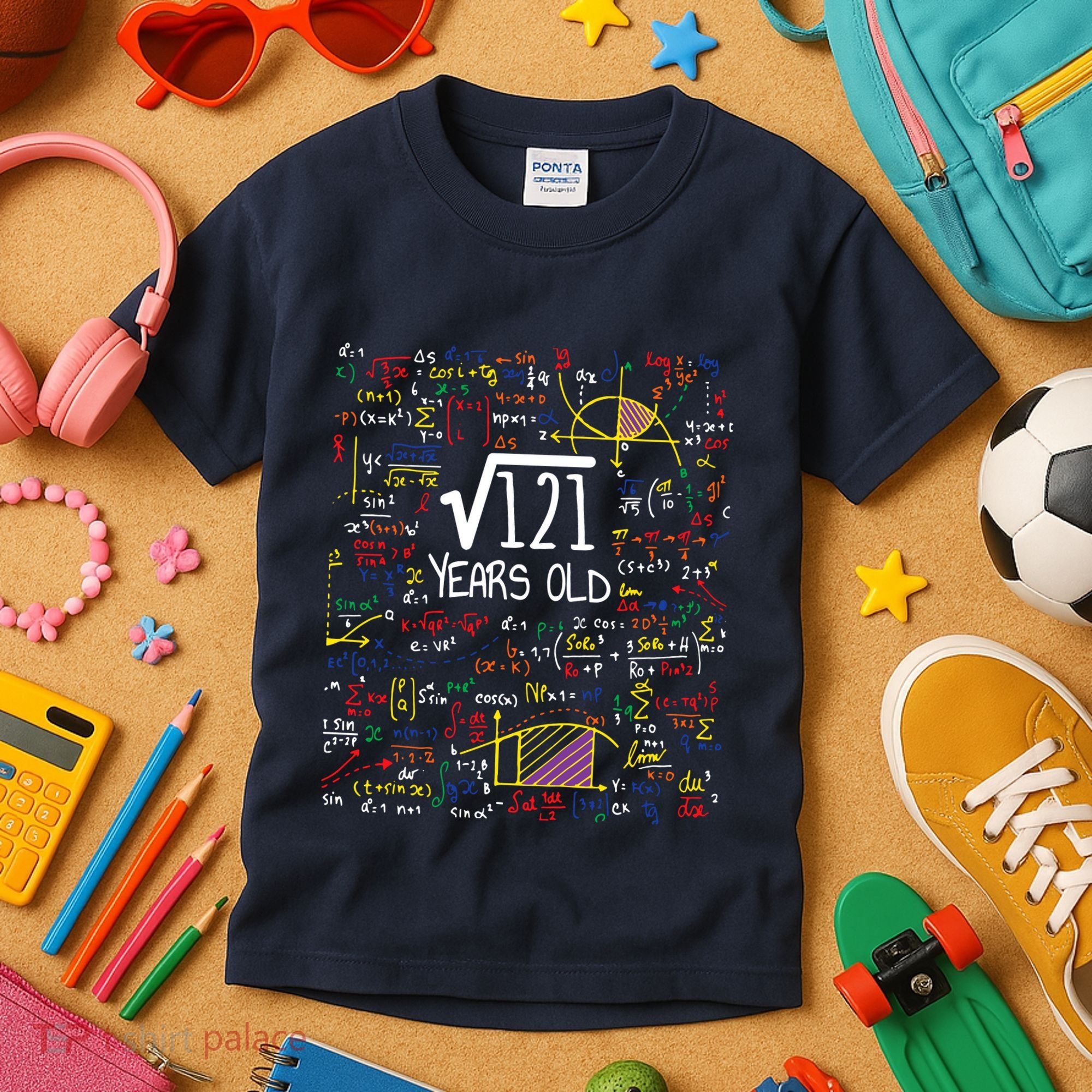 11th Birthday Square Root Of 121 11 Years Old Math Lover Kids T-Shirt
