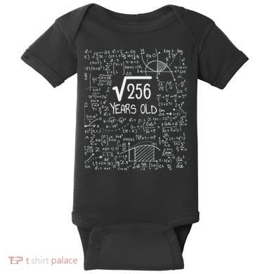 16th Birthday Square Root Of 256 16 Years Old Baby Bodysuit
