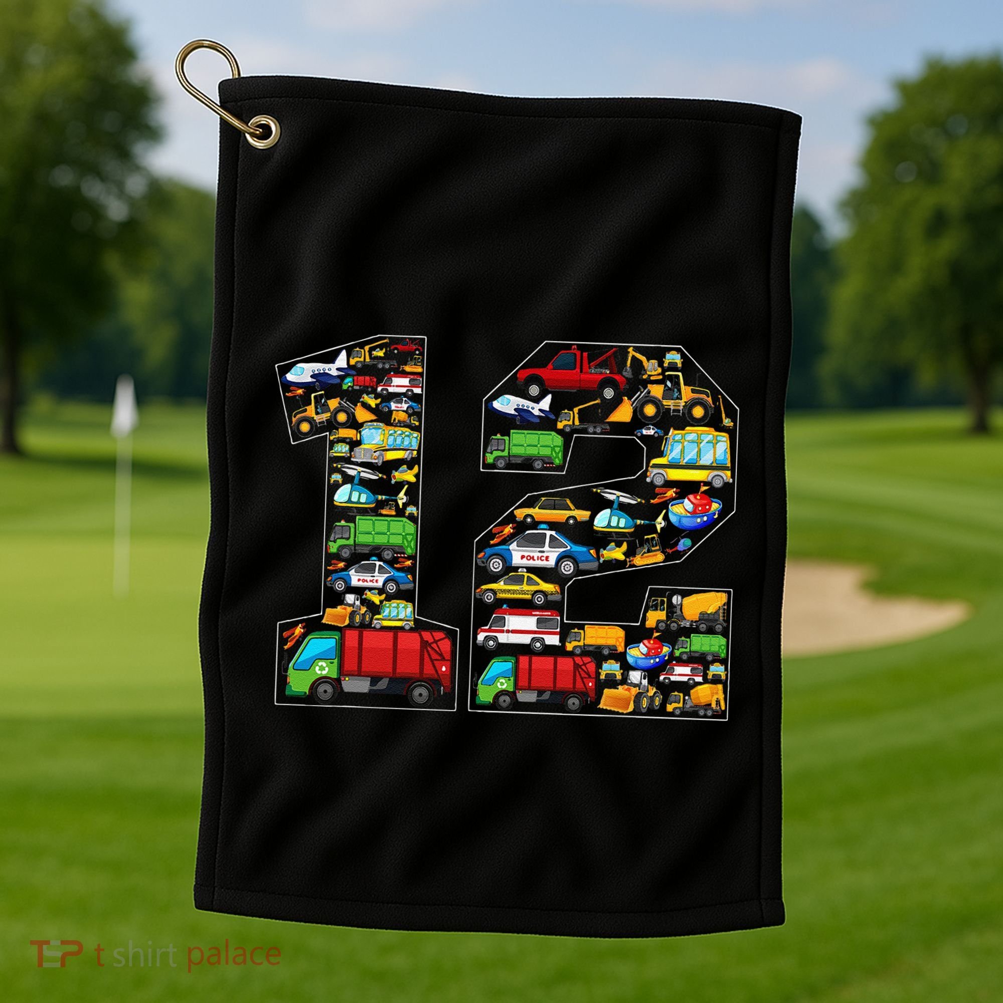 12th Birthday Transportation 12 Year Old Party Golf Towel