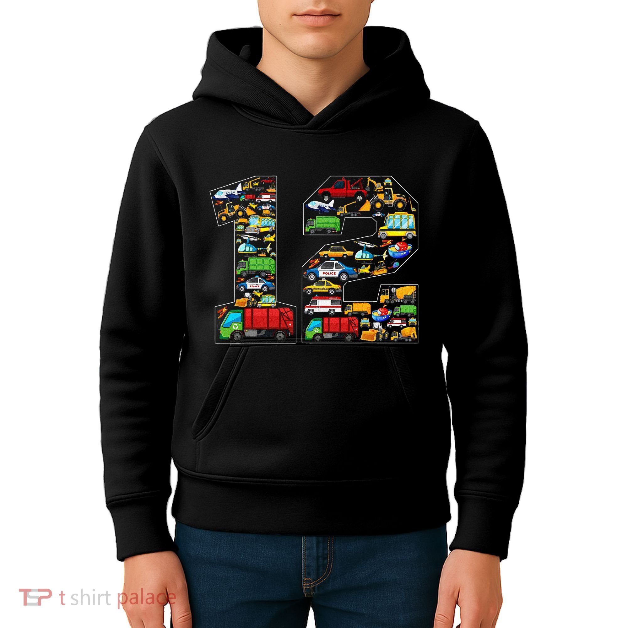 12th Birthday Transportation 12 Year Old Party Kids Hoodie