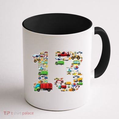13th Birthday Transportation 13 Year Old Party Coffee Mug back