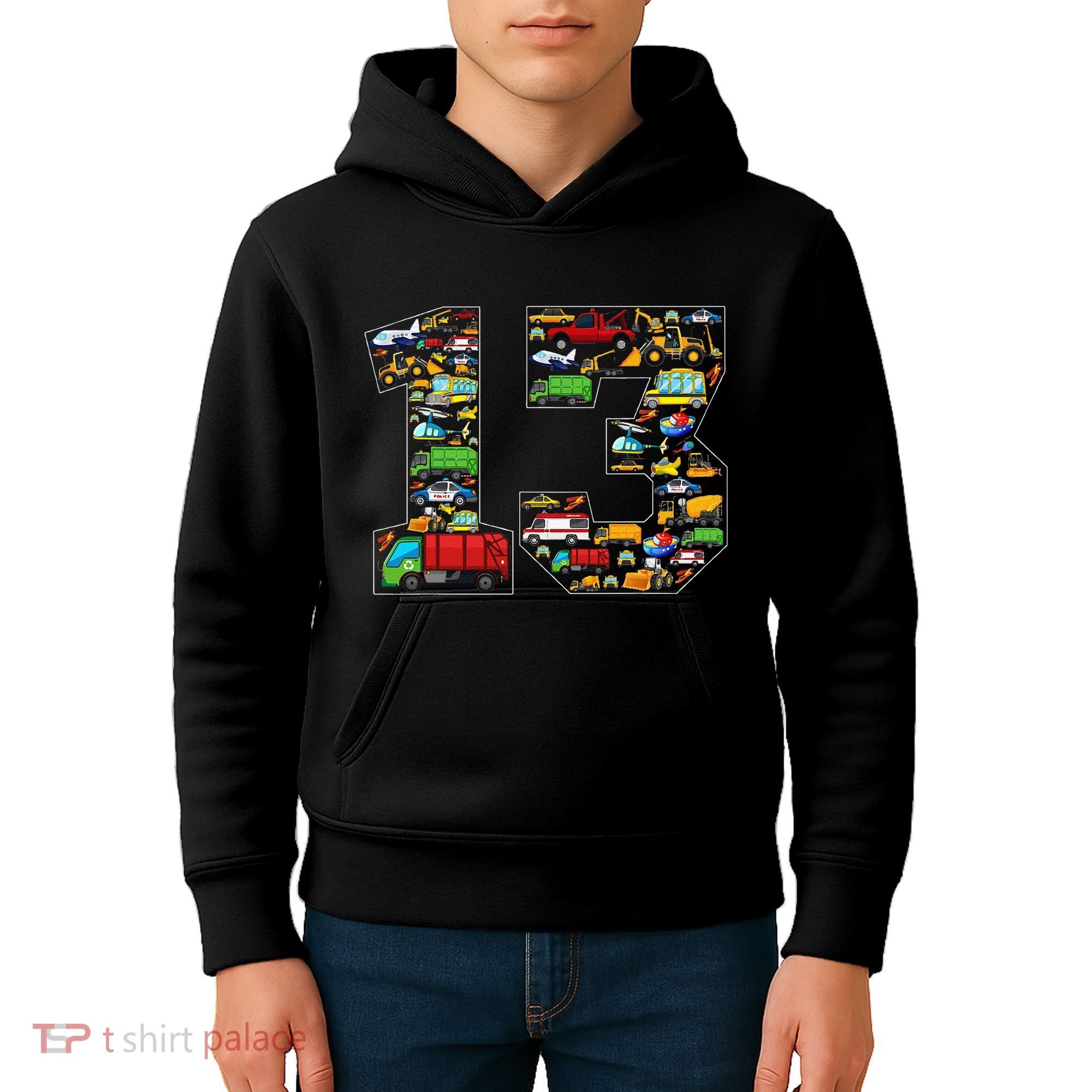 13th Birthday Transportation 13 Year Old Party Kids Hoodie