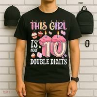 10th Birthday This Girl Is Now 10 Years Old Double Digits T-Shirt thumb 6