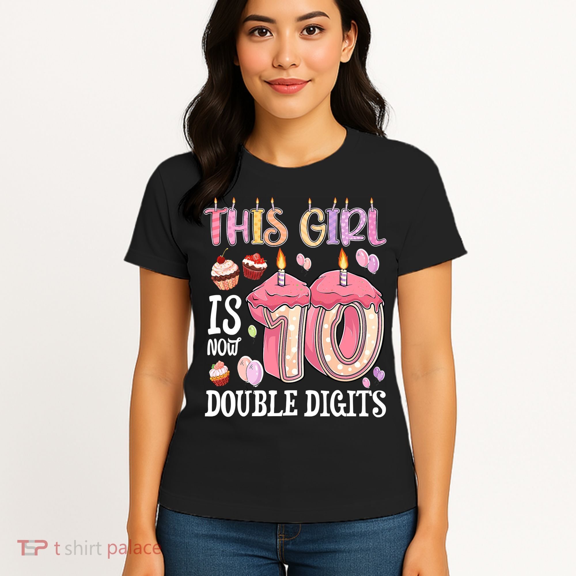 10th Birthday This Girl Is Now 10 Years Old Double Digits Women's T-Shirt