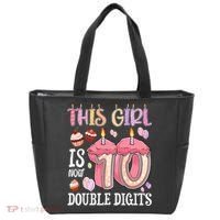 10th Birthday This Girl Is Now 10 Years Old Double Digits Tote Bag thumb 0