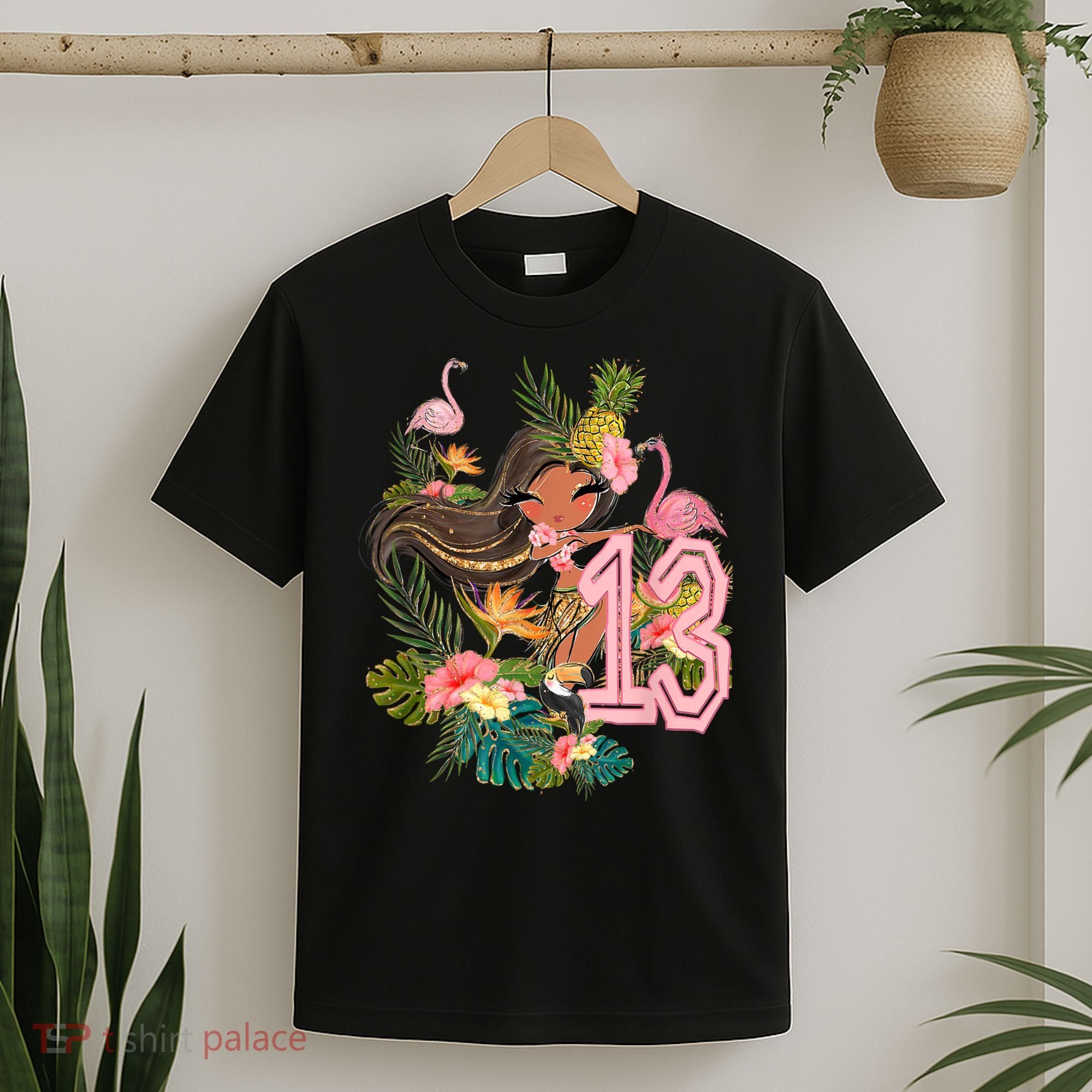 13th Birthday Tiki Party Pool Summer Hula Hawaiian Luau Friend T-Shirt