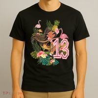 13th Birthday Tiki Party Pool Summer Hula Hawaiian Luau Friend T-Shirt thumb 3