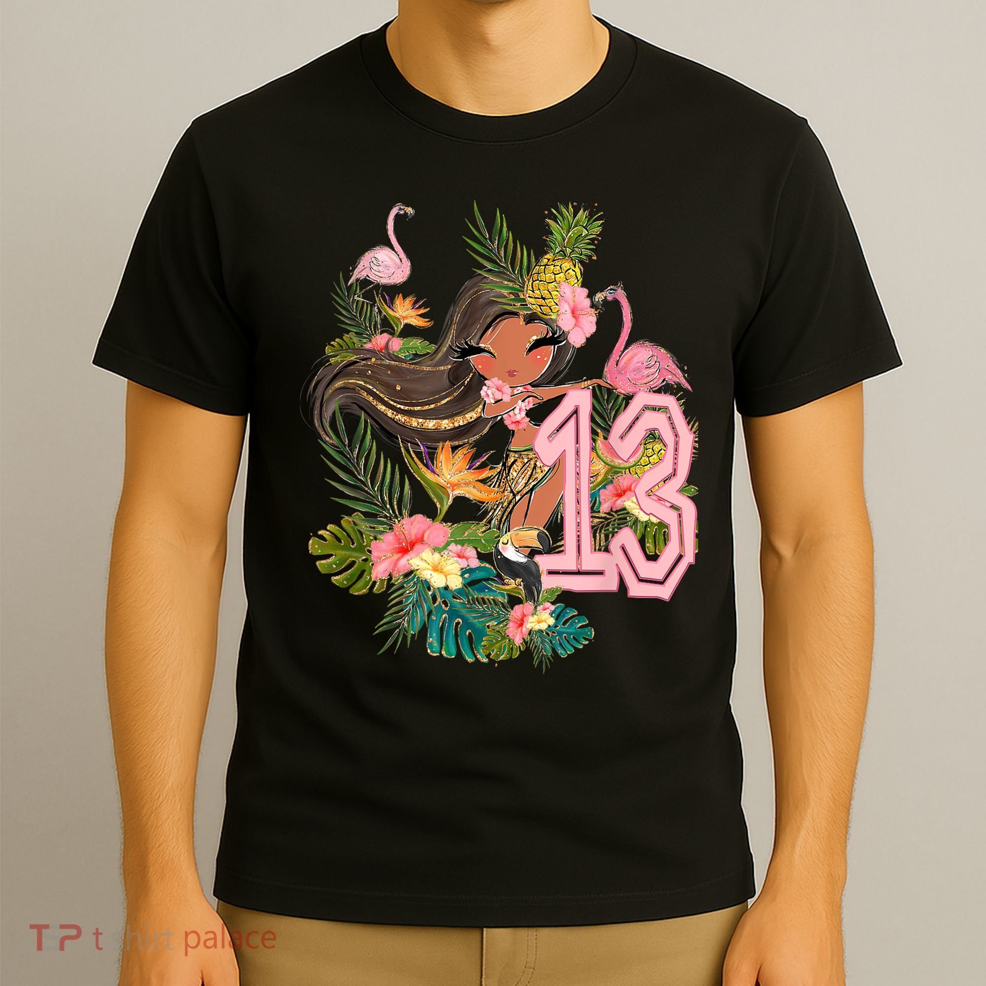 13th Birthday Tiki Party Pool Summer Hula Hawaiian Luau Friend T-Shirt