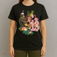 13th Birthday Tiki Party Pool Summer Hula Hawaiian Luau Friend T-Shirt thumb 4