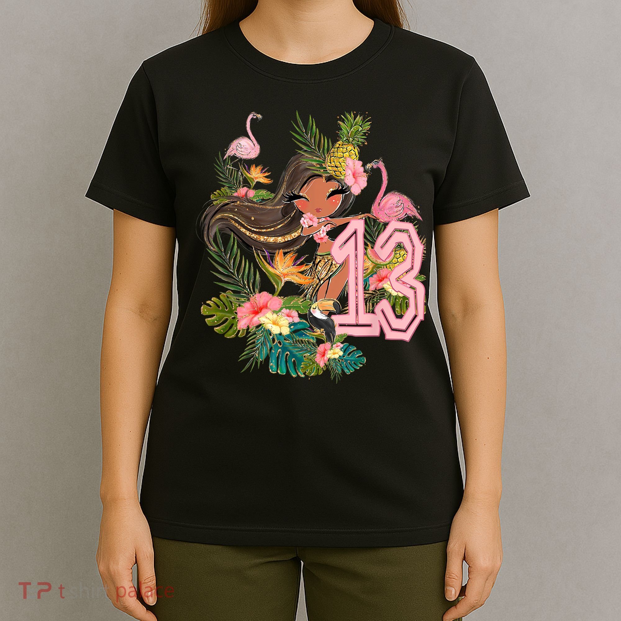 13th Birthday Tiki Party Pool Summer Hula Hawaiian Luau Friend T-Shirt