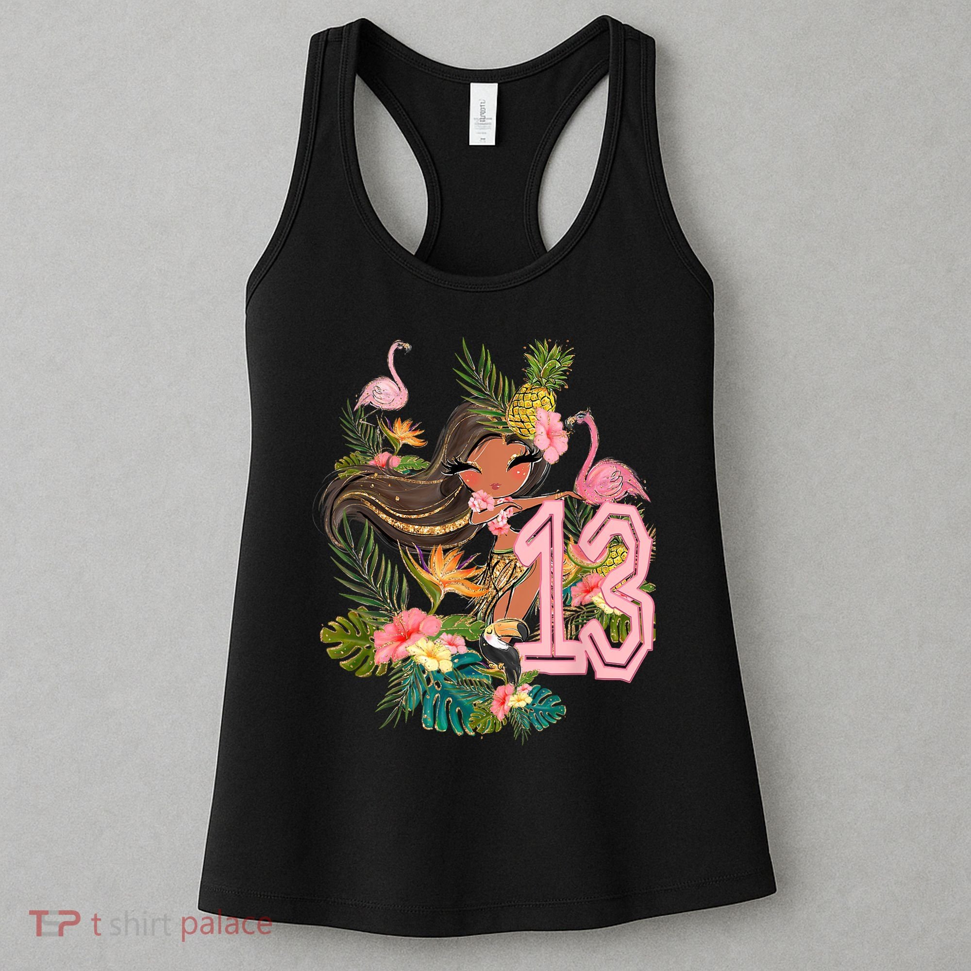 13th Birthday Tiki Party Pool Summer Hula Hawaiian Luau Friend Women's Tank Top