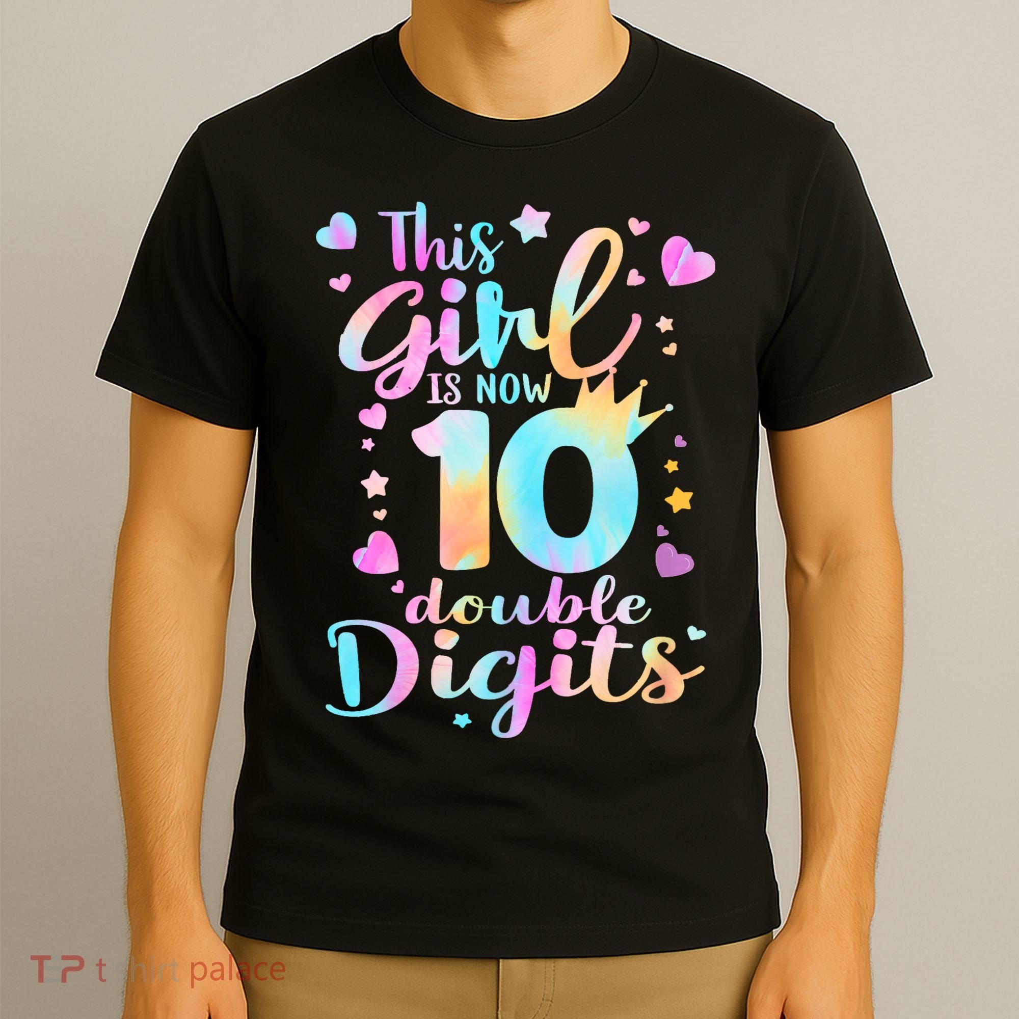 10th Birthday This Girl Is Now 10 Double Digits Tie Dye T-Shirt