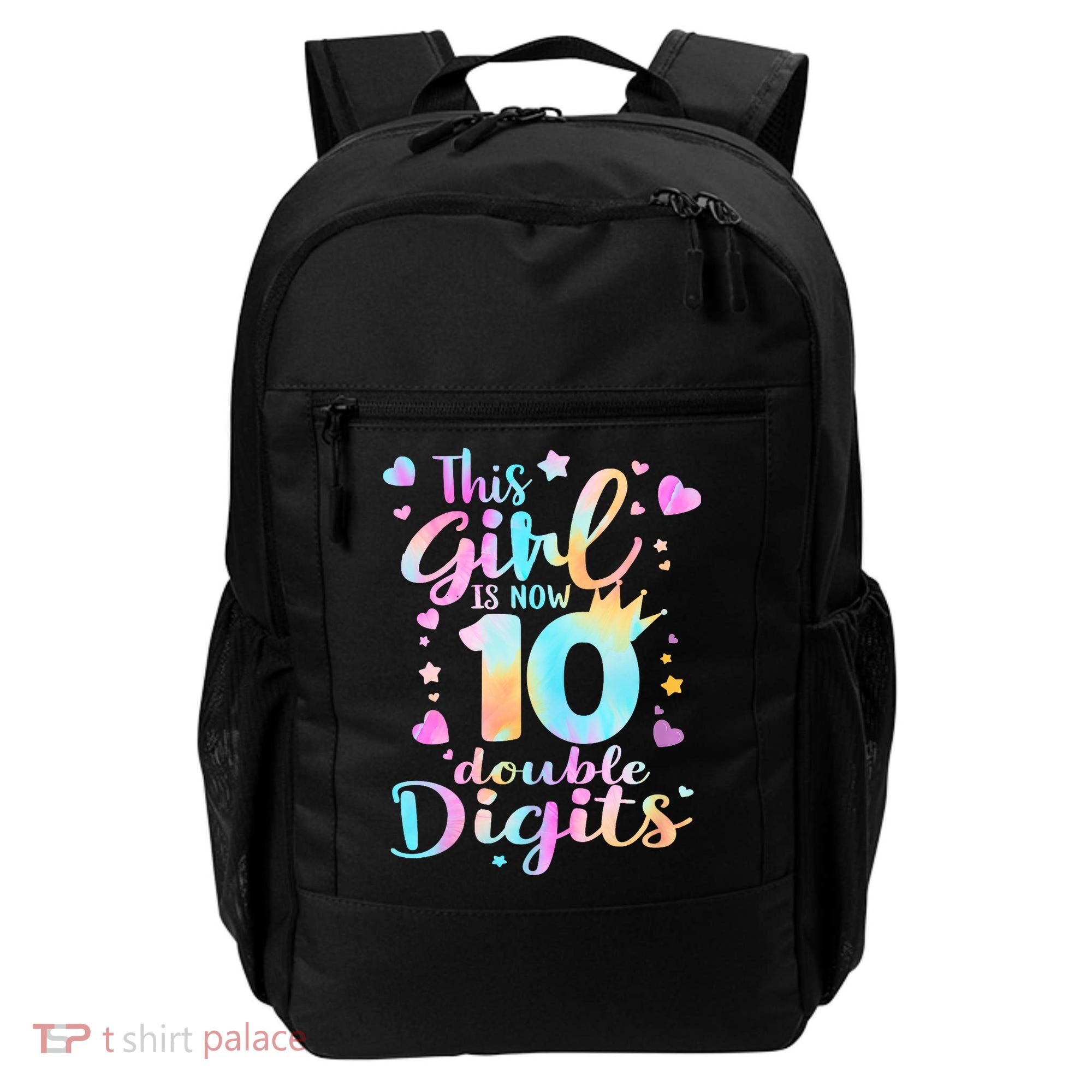 10th Birthday This Girl Is Now 10 Double Digits Tie Dye Backpack