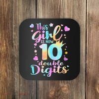 10th Birthday This Girl Is Now 10 Double Digits Tie Dye Coaster thumb 0