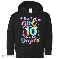 10th Birthday This Girl Is Now 10 Double Digits Tie Dye Toddler Hoodie thumb 0