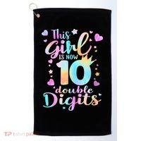 10th Birthday This Girl Is Now 10 Double Digits Tie Dye Golf Towel thumb 0
