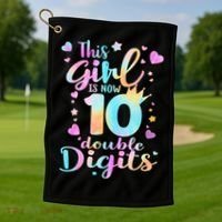 10th Birthday This Girl Is Now 10 Double Digits Tie Dye Golf Towel thumb 1