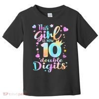 10th Birthday This Girl Is Now 10 Double Digits Tie Dye Toddler T-Shirt thumb 0