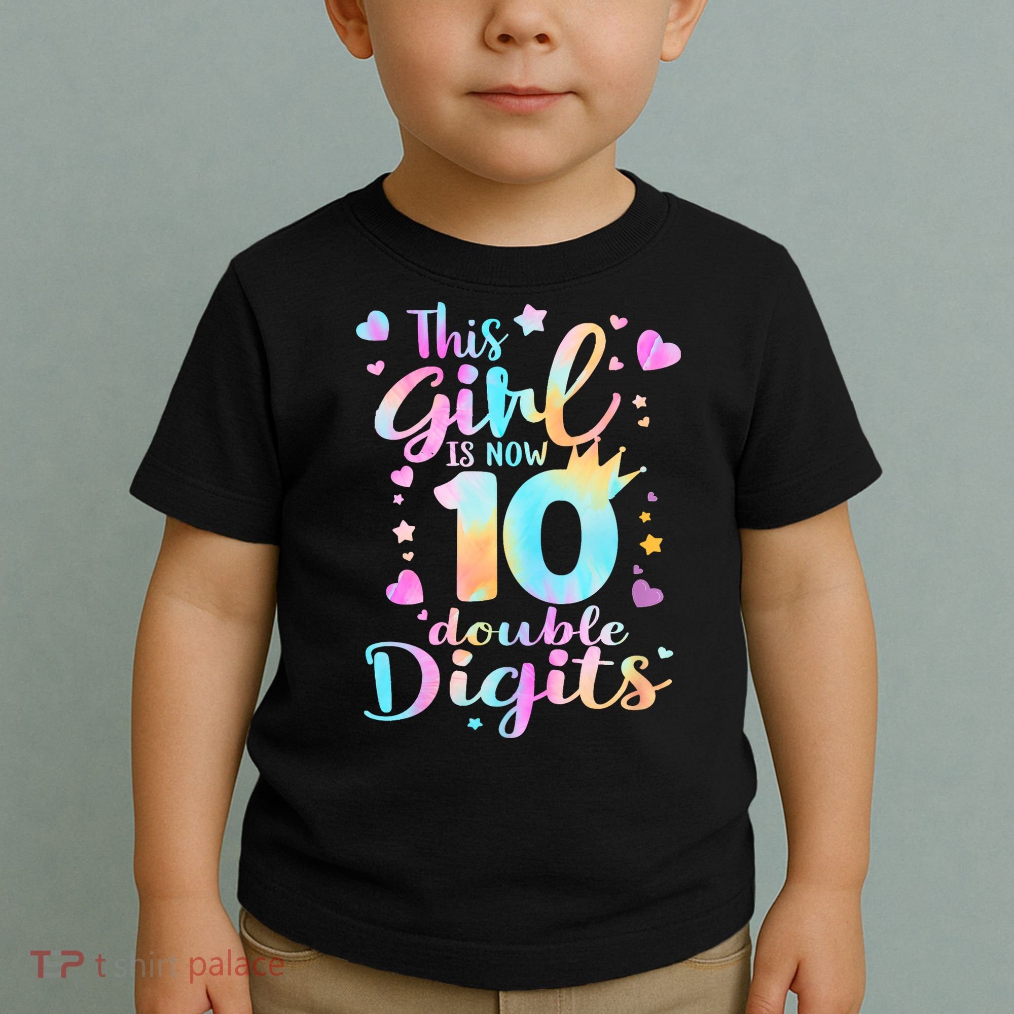 10th Birthday This Girl Is Now 10 Double Digits Tie Dye Toddler T-Shirt
