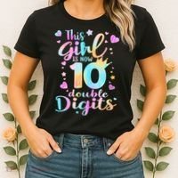 10th Birthday This Girl Is Now 10 Double Digits Tie Dye Women's T-Shirt thumb 2