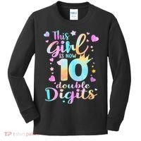 10th Birthday This Girl Is Now 10 Double Digits Tie Dye Kids Long Sleeve Shirt thumb 0