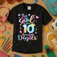 10th Birthday This Girl Is Now 10 Double Digits Tie Dye Kids T-Shirt thumb 3