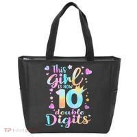 10th Birthday This Girl Is Now 10 Double Digits Tie Dye Tote Bag thumb 0
