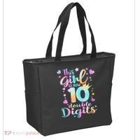 10th Birthday This Girl Is Now 10 Double Digits Tie Dye Tote Bag thumb 2