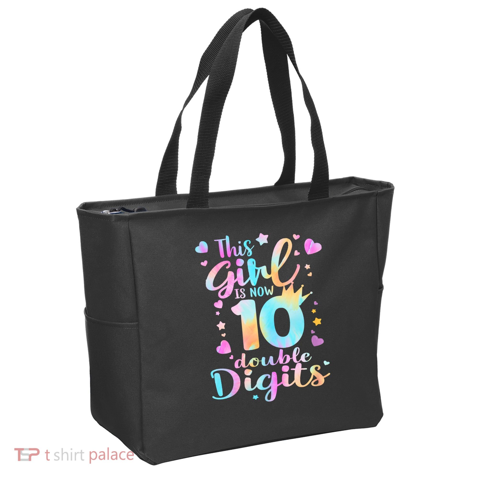 10th Birthday This Girl Is Now 10 Double Digits Tie Dye Tote Bag