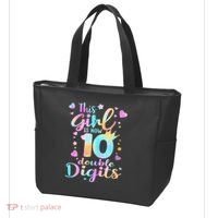 10th Birthday This Girl Is Now 10 Double Digits Tie Dye Tote Bag thumb 3