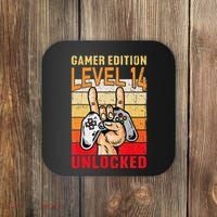 14Th Birthday Video Gamer Edition Level 14 Unlocked Coaster thumb 0