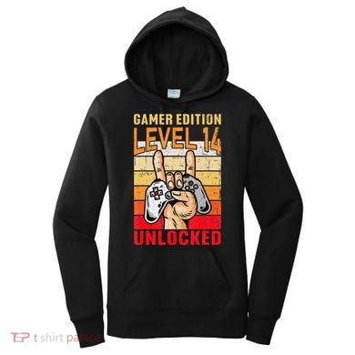 14Th Birthday Video Gamer Edition Level 14 Unlocked Women's Hoodie