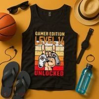 14Th Birthday Video Gamer Edition Level 14 Unlocked Tank Top thumb 4