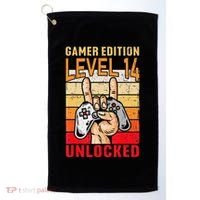 14Th Birthday Video Gamer Edition Level 14 Unlocked Golf Towel thumb 0