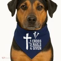 1 Cross 3 Nails Forgiven Jesus Christian Easter USA-Made Doggie Bandana thumb 1