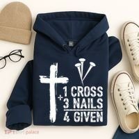 1 Cross 3 Nails Forgiven Jesus Christian Easter Hoodie thumb 4