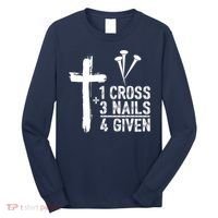 1 Cross 3 Nails Forgiven Jesus Christian Easter Long Sleeve Shirt thumb 0