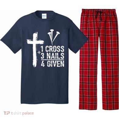1 Cross 3 Nails Forgiven Jesus Christian Easter Pajama Set