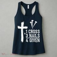 1 Cross 3 Nails Forgiven Jesus Christian Easter Women's Tank Top thumb 3