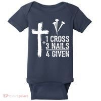 1 Cross 3 Nails Forgiven Jesus Christian Easter Baby Bodysuit thumb 0
