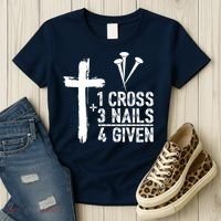 1 Cross 3 Nails Forgiven Jesus Christian Easter Women's T-Shirt thumb 3